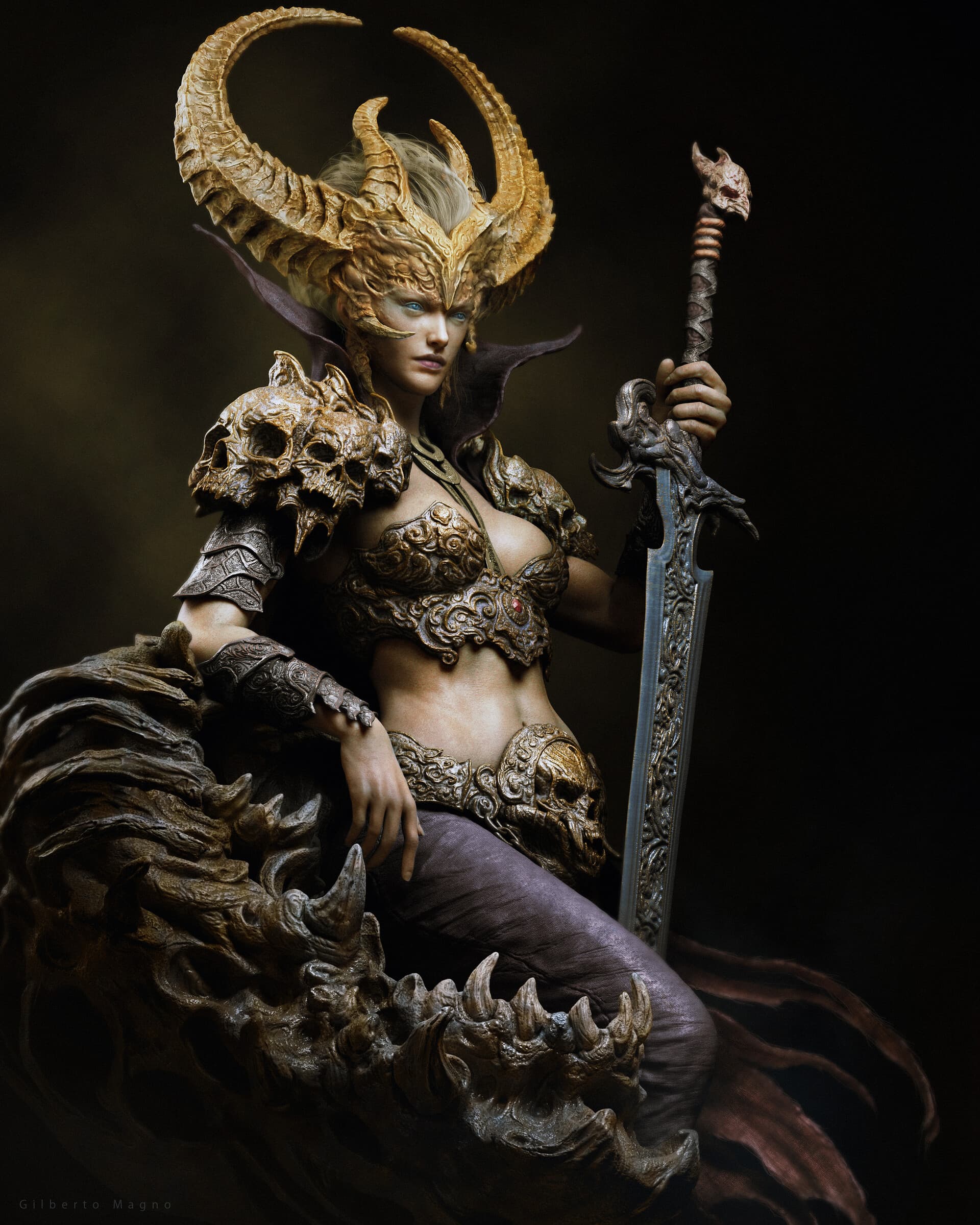 Vaelyra — personagem 3D feminina esculpida e renderizada por Gilberto Magno